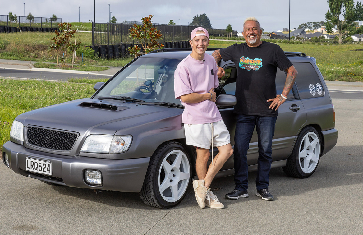 Liam Lawson's Subaru Forester.