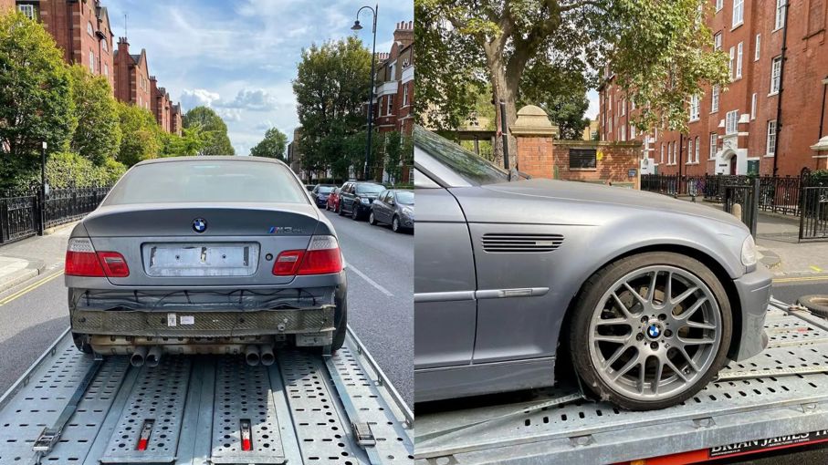 Abandoned 2004 BMW M3 CSL being towed London