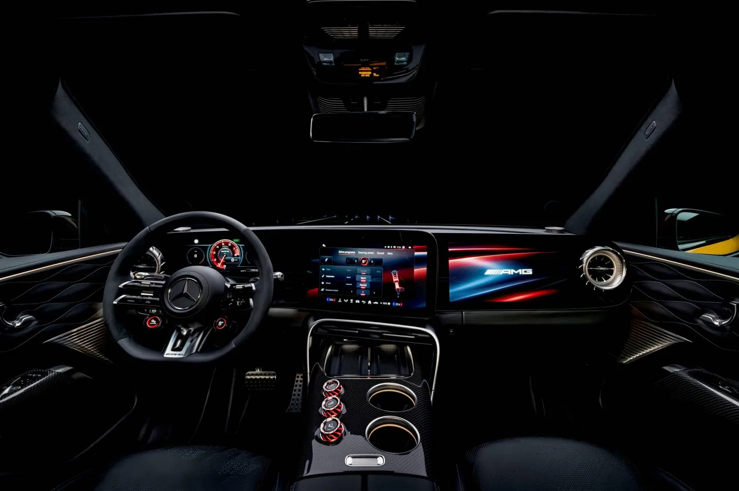 GT 63 whole cabin showing driver display and central controls.