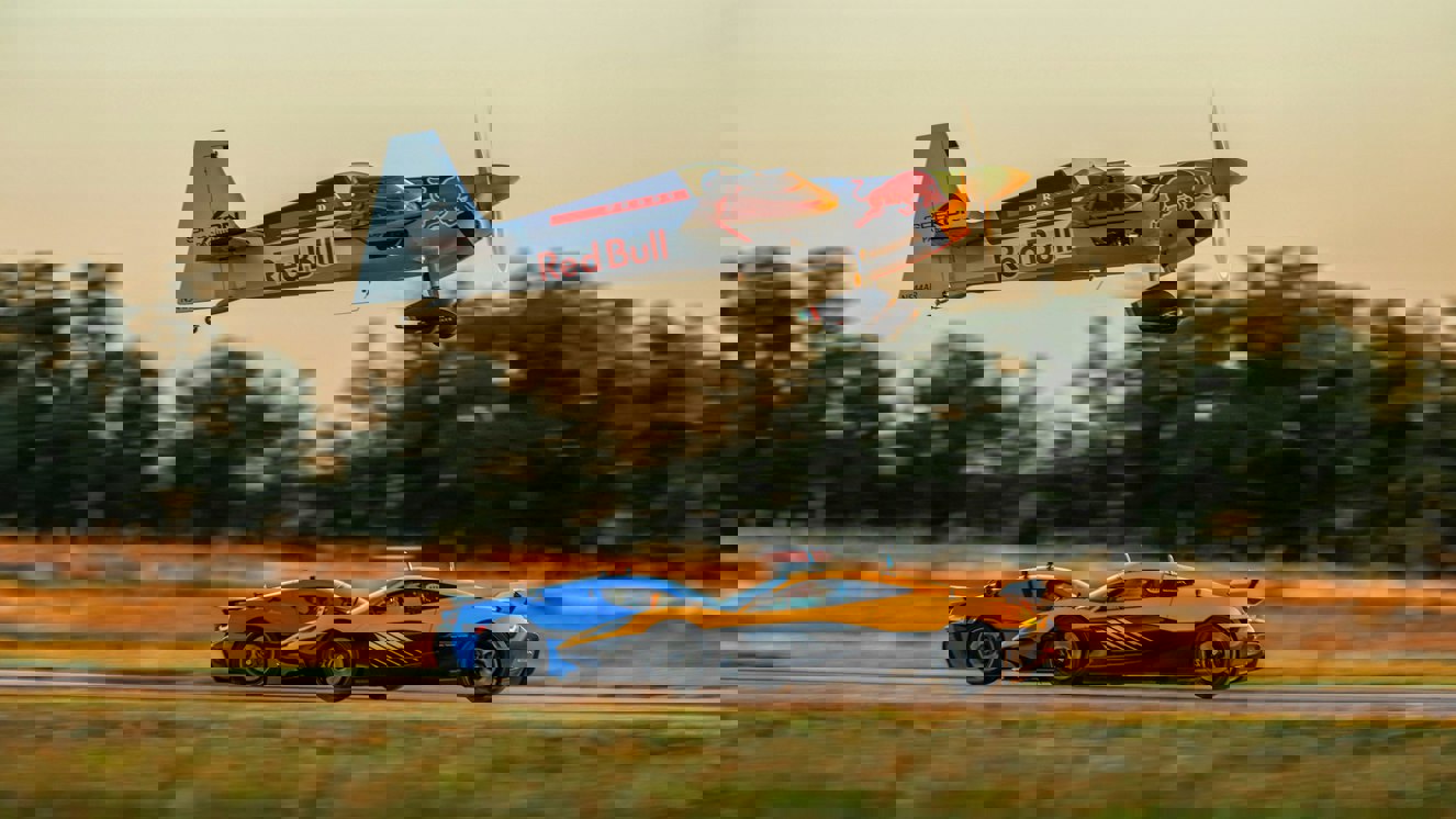 Rimac Nevera plane landing